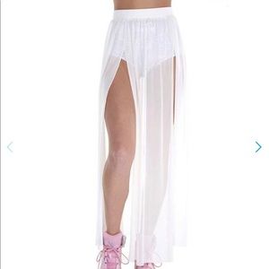 Iheartraves mesh white skirt
